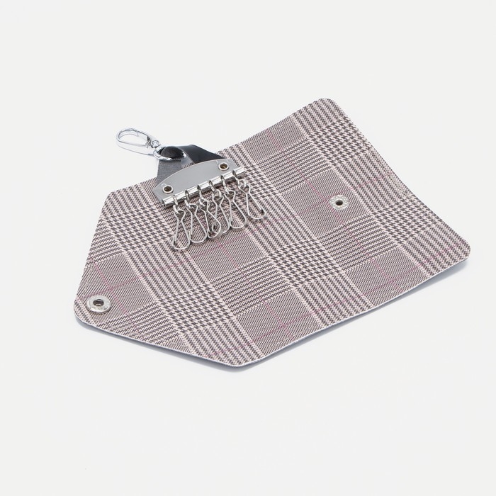 Ключница на кнопке, длина 13,5 см,7 карабинов, цвет чёрный Ключница на кнопке, длина 13,5 см,7 карабинов, цвет чёрный