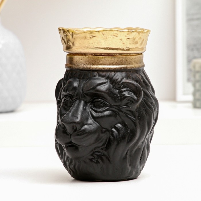 Копилка Копилка "Лев в короне" черный, 16см