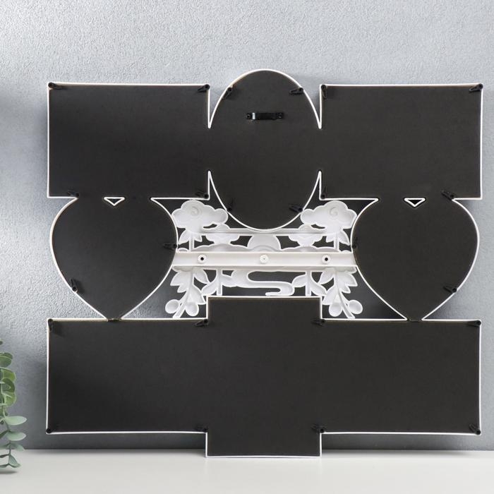 Фоторамка пластик на 8 фото 10х10, 10х15 см Фоторамка пластик на 8 фото 10х10, 10х15 см "Восход солнца" белый 44,5х49,5 см