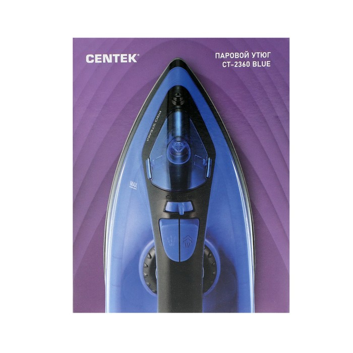 Утюг Centek CT-2360, 1600 Вт, антипригарная подошва, 200 мл, чёрно-синий