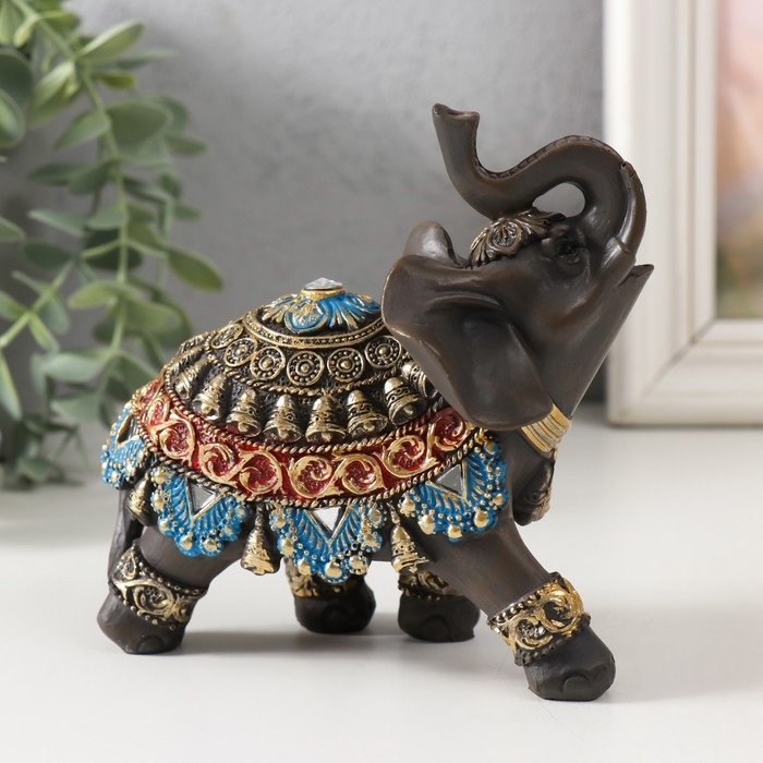 Сувенир полистоун Сувенир полистоун "Слон в красно-синей попоне" МИКС 11х6х12 см