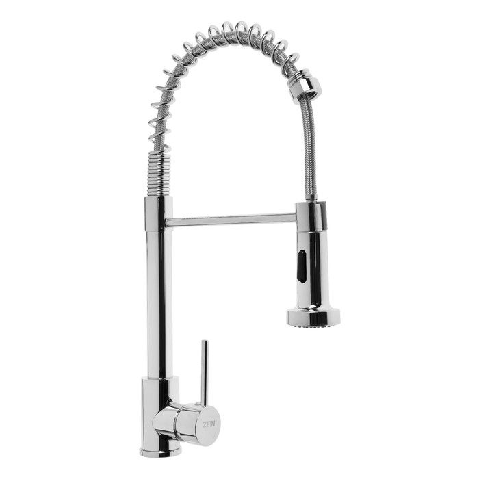 Смеситель для кухни ZEIN Z3824, однорычажный, гибкий излив на пружине, аэратор 2 режима,хром Смеситель для кухни ZEIN Z3824, однорычажный, гибкий излив на пружине, аэратор 2 режима,хром