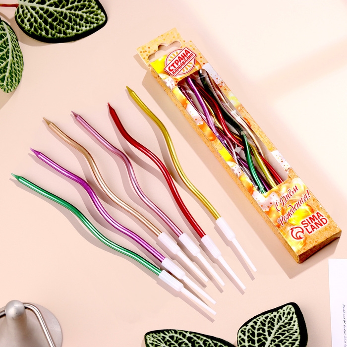 Свечи для торта Свечи для торта "Серпантин" 6 шт, коктейльные, разноцветные