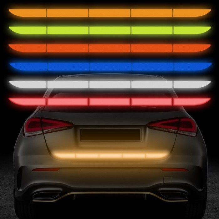 Наклейка светоотражающая 91×3,5 см на кузов авто, красный Наклейка светоотражающая 91×3,5 см на кузов авто, красный