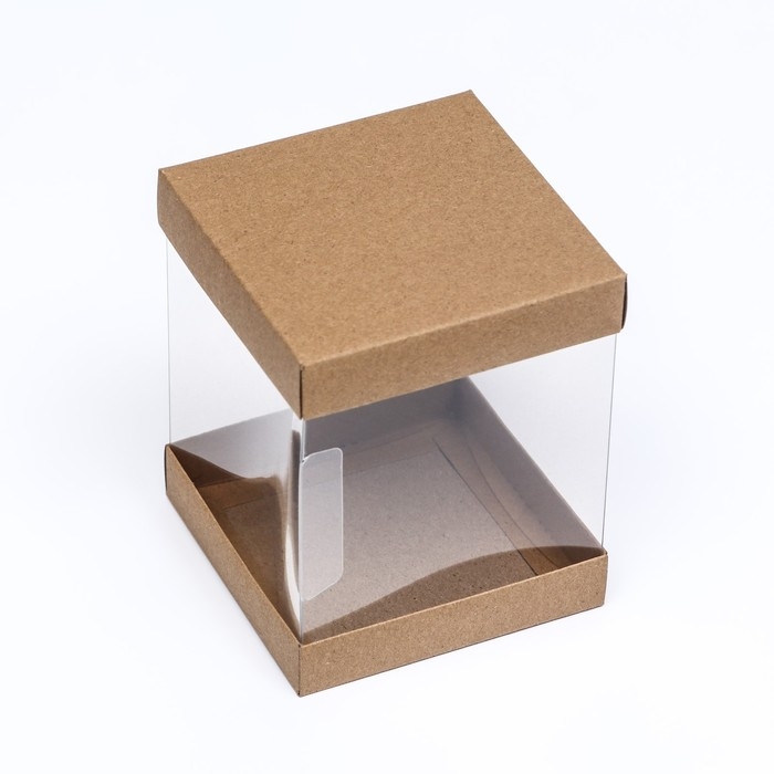 Коробка с PVC Мини 10 X 10 X 12 см Коробка с PVC Мини 10 X 10 X 12 см "Крафт"