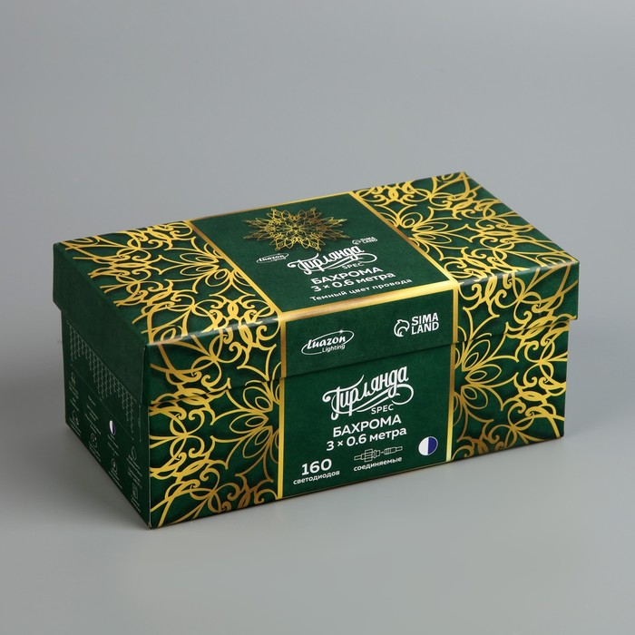 Гирлянда «Бахрома» 3 × 0.6 м, IP44, УМС, тёмная нить, 160 LED, свечение бело-синее, мигание, 220 В Гирлянда «Бахрома» 3 × 0.6 м, IP44, УМС, тёмная нить, 160 LED, свечение бело-синее, мигание, 220 В