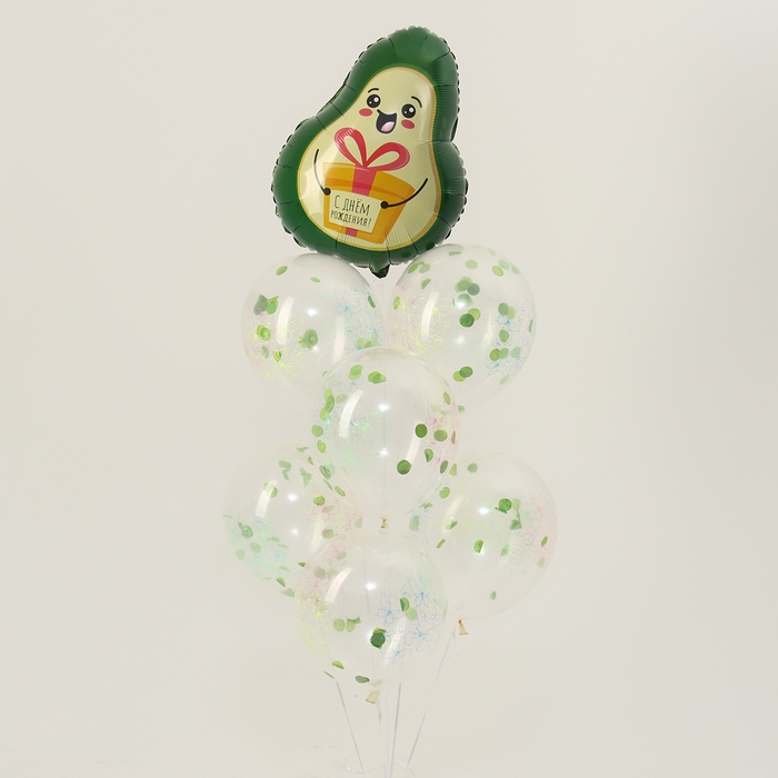 Набор воздушных шаров &laquo;Авокадо&raquo;, фольга, латекс, 7 шт.