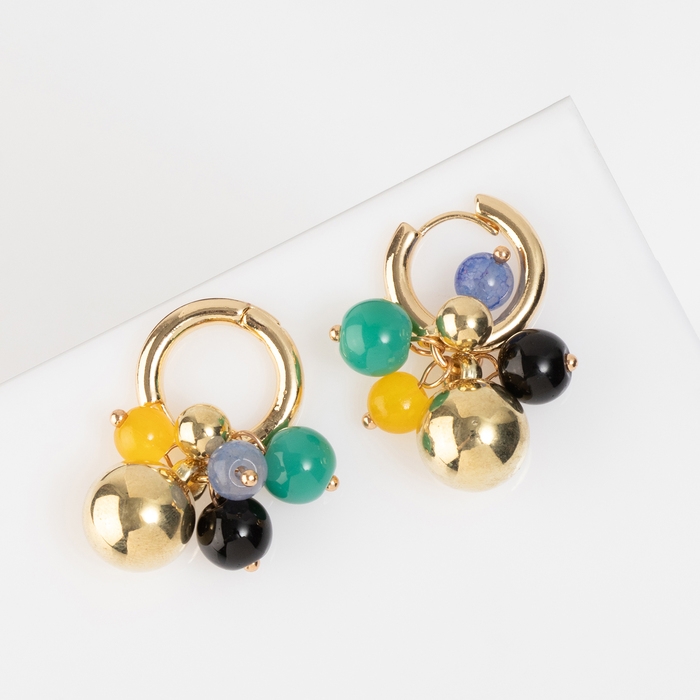 Серьги со съёмным элементом «Трансформер» горсть, цветные в золоте Серьги со съёмным элементом «Трансформер» горсть, цветные в золоте