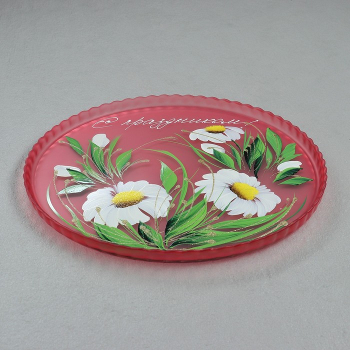 Салатник Салатник "С праздником!" художественная роспись, 28 см, красный