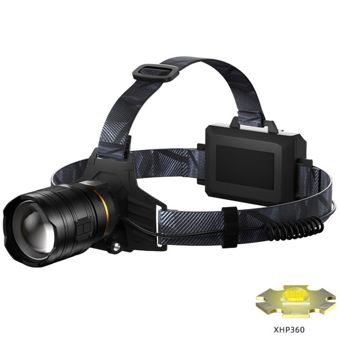 Фонарь налобный аккумуляторный 30 Вт, 2200 мАч, IPX5, 5 режимов, дальность 500 м Фонарь налобный аккумуляторный 30 Вт, 2200 мАч, IPX5, 5 режимов, дальность 500 м