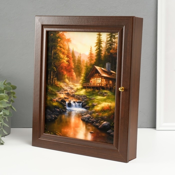 Ключница Ключница "Домик у речки" 26х31 см орех