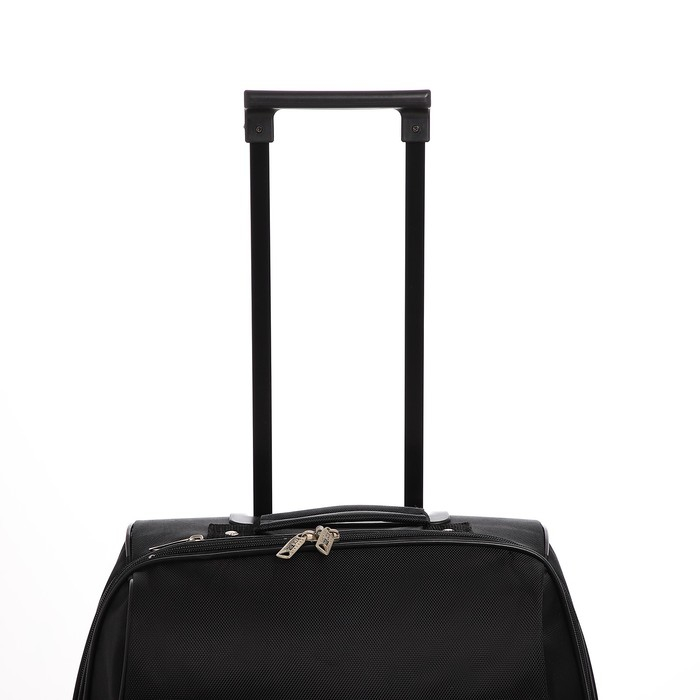 Чемодан малый 52 л (S), «Фабрика КАРТЕКС», отдел на молнии, с расширением, наружный карман, 2 колеса, цвет чёрный Чемодан малый 52 л (S), «Фабрика КАРТЕКС», отдел на молнии, с расширением, наружный карман, 2 колеса, цвет чёрный