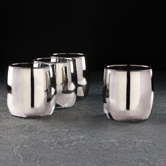 Набор низких стеклянных стаканов «Сияющий графит», 310 мл, 4 шт Набор низких стеклянных стаканов «Сияющий графит», 310 мл, 4 шт