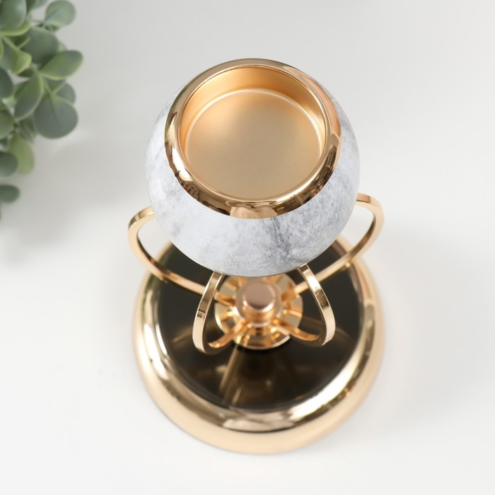 Подсвечник металл на 1 свечу "Тёмно-серый мрамор" МИКС  золото 24х14х14 см