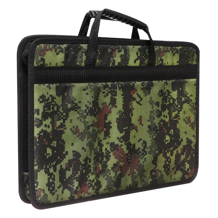 Папка с ручками текстильная, А4, 365 х 260 х 50 мм, 2С13 "Тихвин", каркасная, "Пиксели"