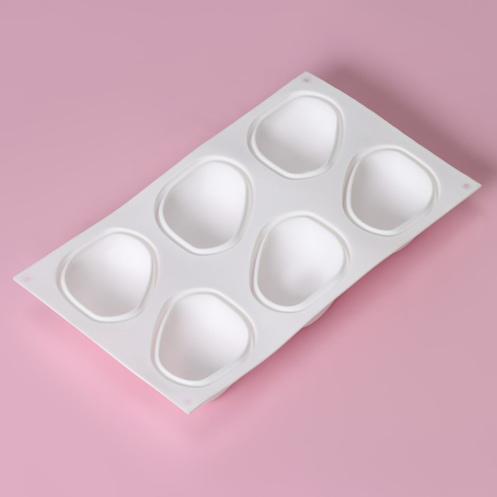 Форма для муссовых десертов и выпечки Доляна «Стоун», силикон, 30×18×3 см, 6 ячеек (9,5×7 см), цвет белый Форма для муссовых десертов и выпечки Доляна «Стоун», силикон, 30×18×3 см, 6 ячеек (9,5×7 см), цвет белый