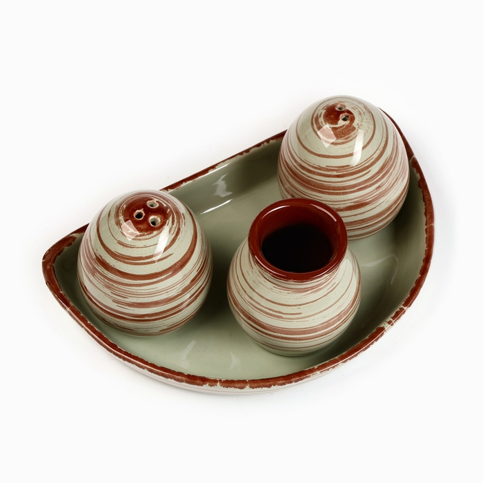 Набор для специй Набор для специй "Премиум Трио" солонка+перечница+подставка для зубочисток, мята