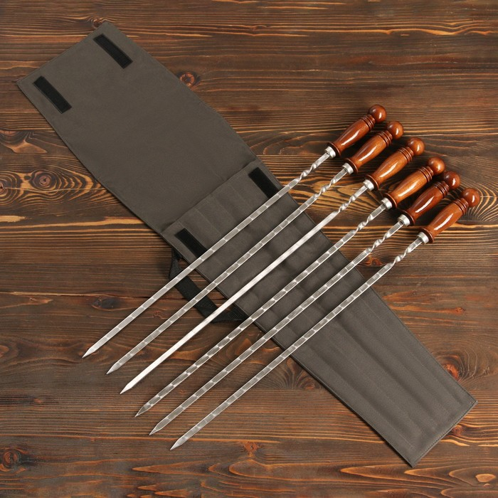 Набор шампуров  Набор шампуров "Ташкент" в чехле, 6 шт, рабочая часть - 50см, зеленый