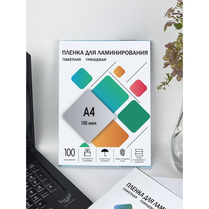 Пленка для ламинирования A4 216х303 мм, 100 мкм, 100 штук, глянцевые, Гелеос Пленка для ламинирования A4 216х303 мм, 100 мкм, 100 штук, глянцевые, Гелеос
