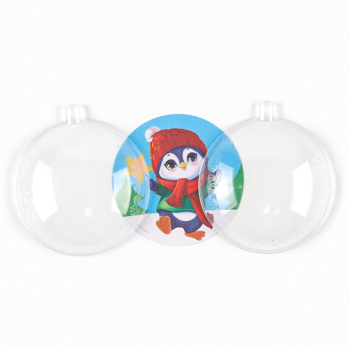 Ёлочный шар - фреска своими руками на новый год «Пингвин», новогодний набор для творчества Ёлочный шар - фреска своими руками на новый год «Пингвин», новогодний набор для творчества