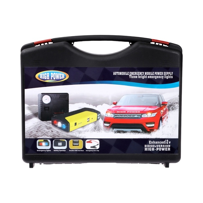 Пуско-зарядное устройство 5400 мАч, 3 LED, 2USB, DC 12V, компрессор Пуско-зарядное устройство 5400 мАч, 3 LED, 2USB, DC 12V, компрессор