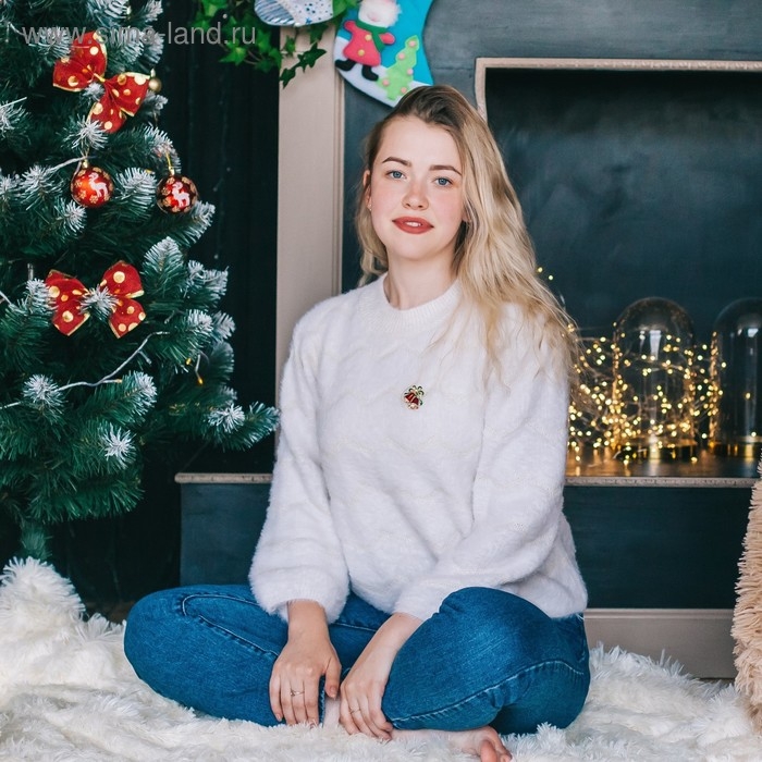 Новый год! Брошь новогодняя  Новый год! Брошь новогодняя "Колокольчики", цвет красно-зеленый в золоте