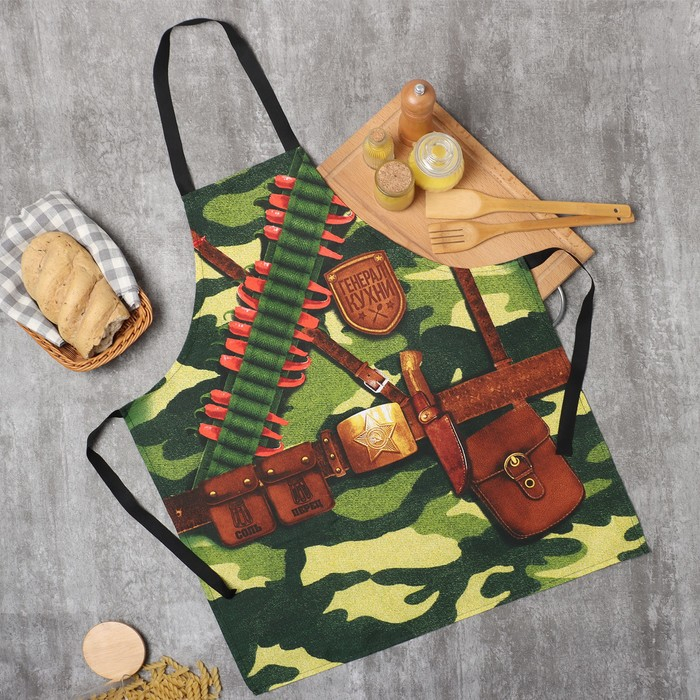 Фартук Фартук "Доляна" Генерал кухни, 60х70 см, 100% хлопок, рогожка