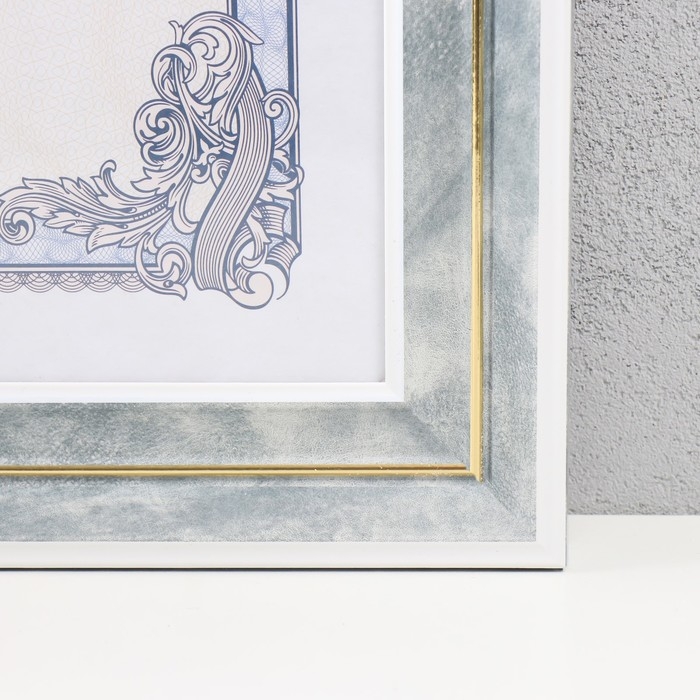 Фоторамка пластик формат А4 Фоторамка пластик формат А4 "Норвегия" серая, белая обводка 36,6х28 см