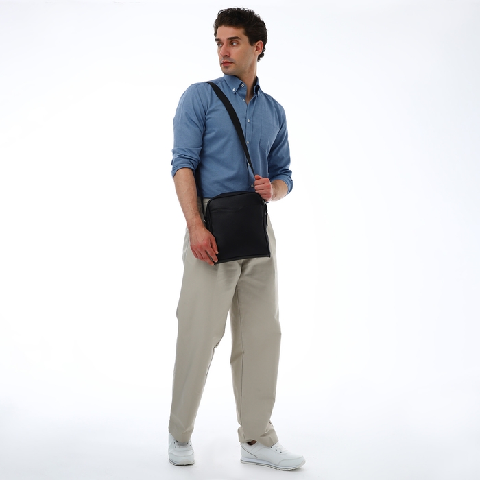 Сумка мужская через плечо TEXTURA, искусственная кожа, цвет чёрный Сумка мужская через плечо TEXTURA, искусственная кожа, цвет чёрный