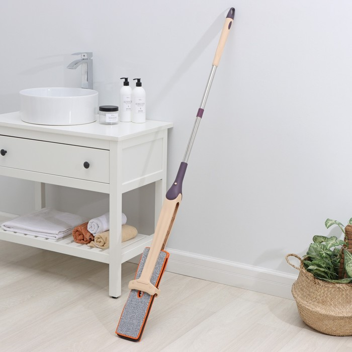 Швабра с отжимом Доляна, двусторонняя насадка из микрофибры 38×12 см, стальная ручка 134 см Швабра с отжимом Доляна, двусторонняя насадка из микрофибры 38×12 см, стальная ручка 134 см