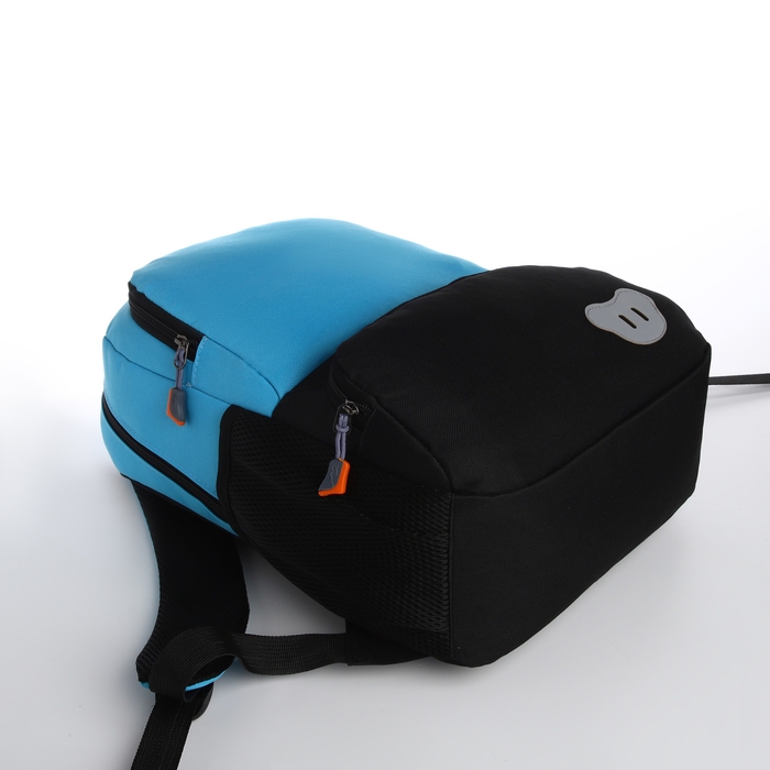 Рюкзак школьный, 2 отдела молнии, 3 кармана, цвет чёрный/голубой Рюкзак школьный, 2 отдела молнии, 3 кармана, цвет чёрный/голубой