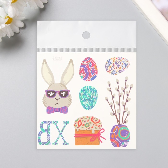 Татуировка на тело цветная  Татуировка на тело цветная "Кролик в очках" 10х10 см