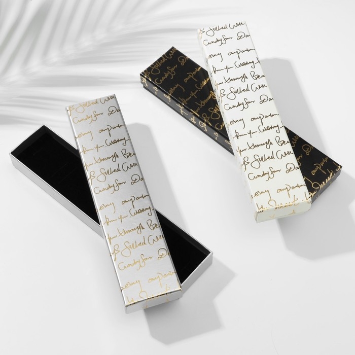 Коробочка подарочная под браслет/часы/цепочку «Курсив», 21×4,3 (размер полезной части 19,9×4,1 см), цвет МИКС Коробочка подарочная под браслет/часы/цепочку «Курсив», 21×4,3 (размер полезной части 19,9×4,1 см), цвет МИКС