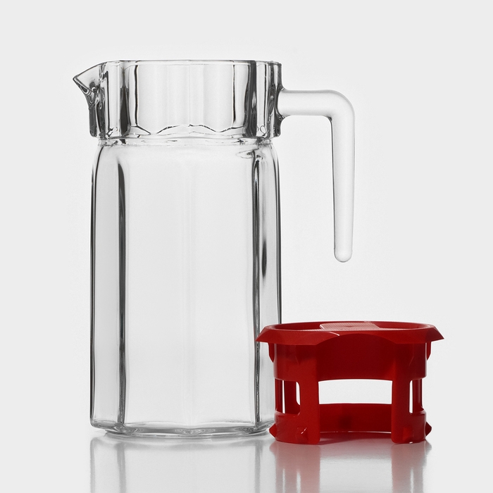 Кувшин стеклянный Kosem, 1,25 л, красная крышка Кувшин стеклянный Kosem, 1,25 л, красная крышка