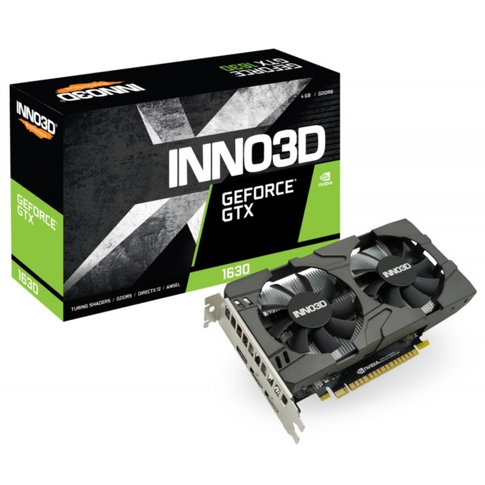 Видеокарта INNO3D GEFORCE GTX 1630, 4Гб, 64bit, GDDR6, HDMI, 2хDP, HDCP Видеокарта INNO3D GEFORCE GTX 1630, 4Гб, 64bit, GDDR6, HDMI, 2хDP, HDCP