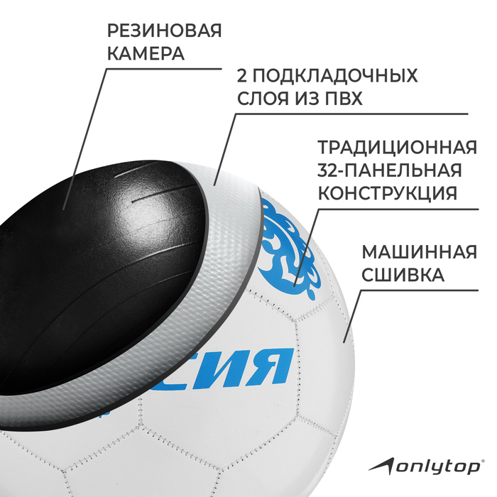 Футбольный мяч ONLYTOP «Россия», машинная сшивка, 32 панели, р. 5, PVC