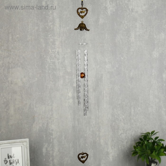 Музыка ветра металл Музыка ветра металл "Двойное сердце со стрелой" 4 трубочки 56 см