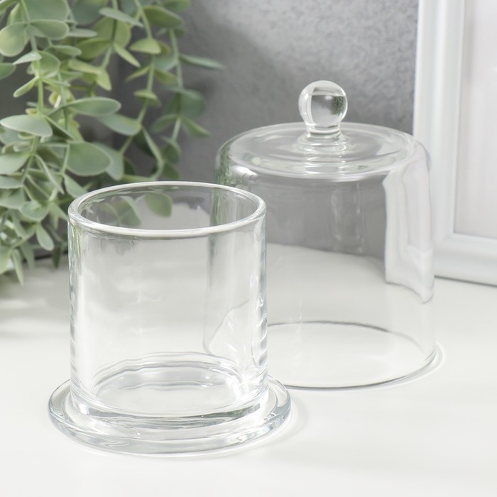 Банка для свечей стекло с крышкой "Купол" прозрачная 11,2х9х9 см