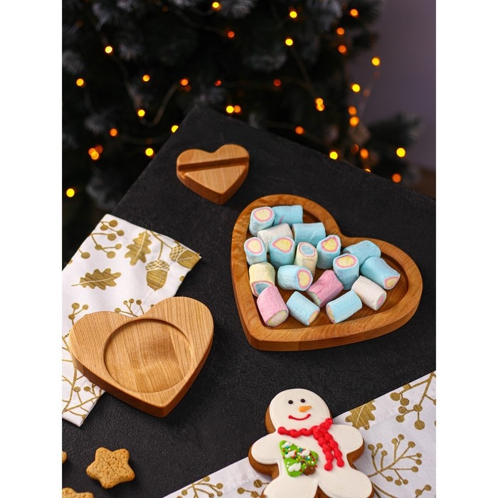 Подарочный набор деревянной посуды Adelica «Для тебя», тарелка 20×17 см, подставка под горячее и телефон, берёза Подарочный набор деревянной посуды Adelica «Для тебя», тарелка 20×17 см, подставка под горячее и телефон, берёза