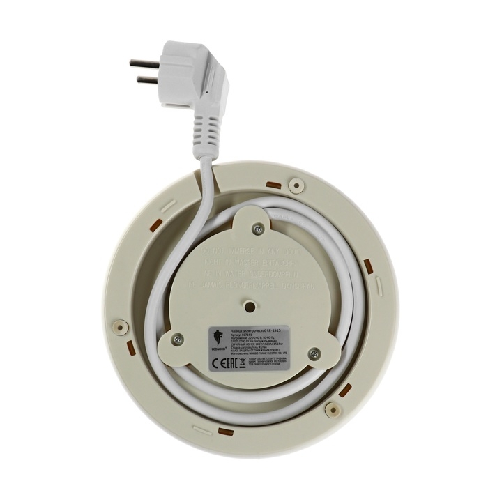 Чайник электрический Leonord LE-1515, пластик, колба металл, 1,7 л, 2200 Вт, бежевый Чайник электрический Leonord LE-1515, пластик, колба металл, 1,7 л, 2200 Вт, бежевый