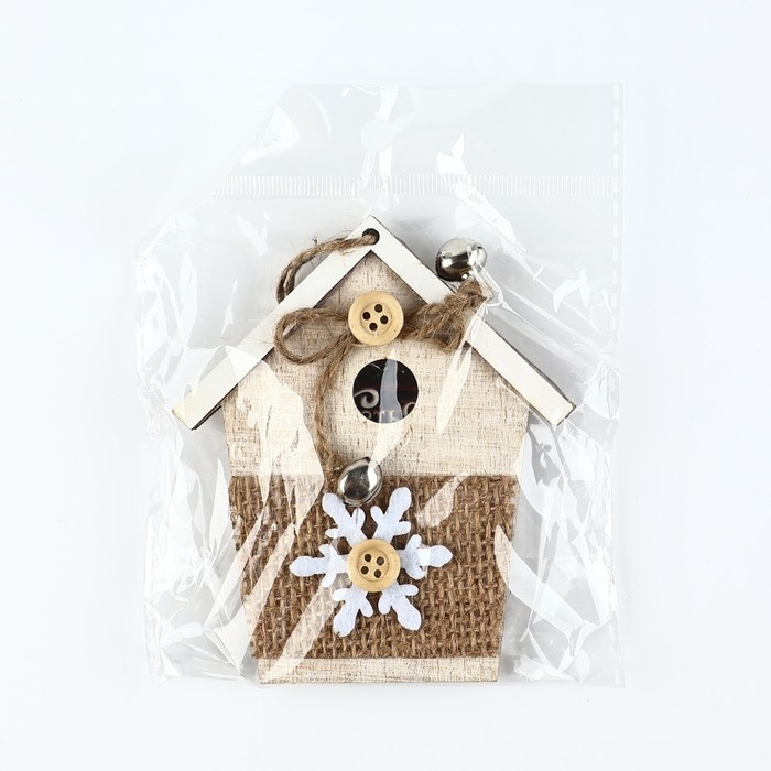 Ёлочная игрушка новогодняя «Домик», на Новый год, дерево, 8,5х10 см Ёлочная игрушка новогодняя «Домик», на Новый год, дерево, 8,5х10 см