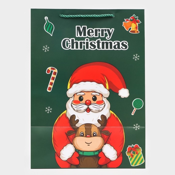 Пакет подарочный новогодний с окном Пакет подарочный новогодний с окном"Дед мороз", 25 х 35 х 18 см.