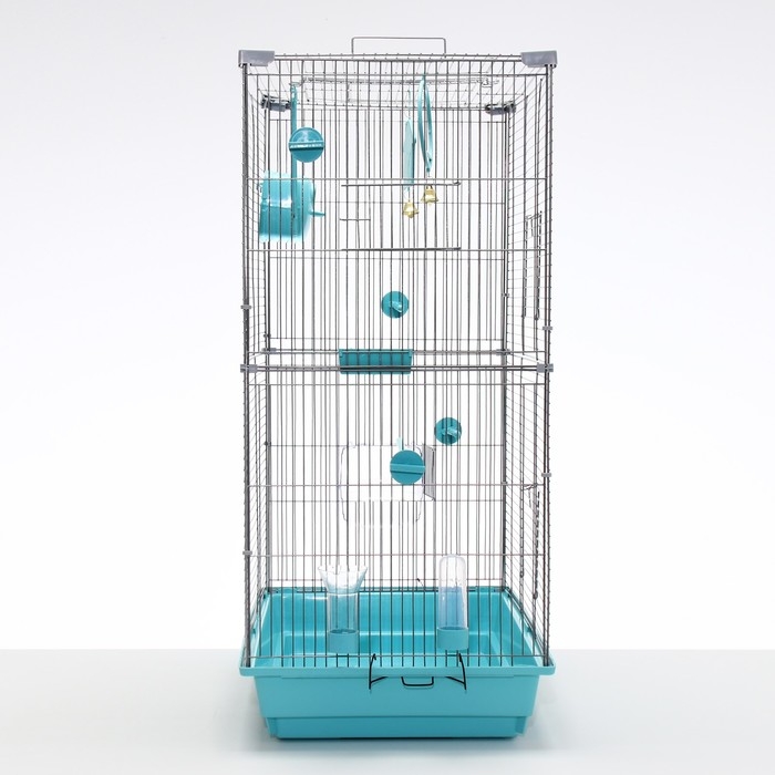 Клетка для птиц Клетка для птиц "Пижон" №104-Б, разборная, 2 секции, 58 х 40 х 88см, бирюзовая