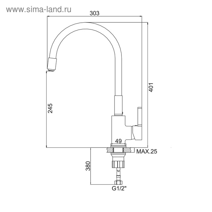 Смеситель для кухни Accoona A9890M, однорычажный, силиконовый излив, синий/хром Смеситель для кухни Accoona A9890M, однорычажный, силиконовый излив, синий/хром