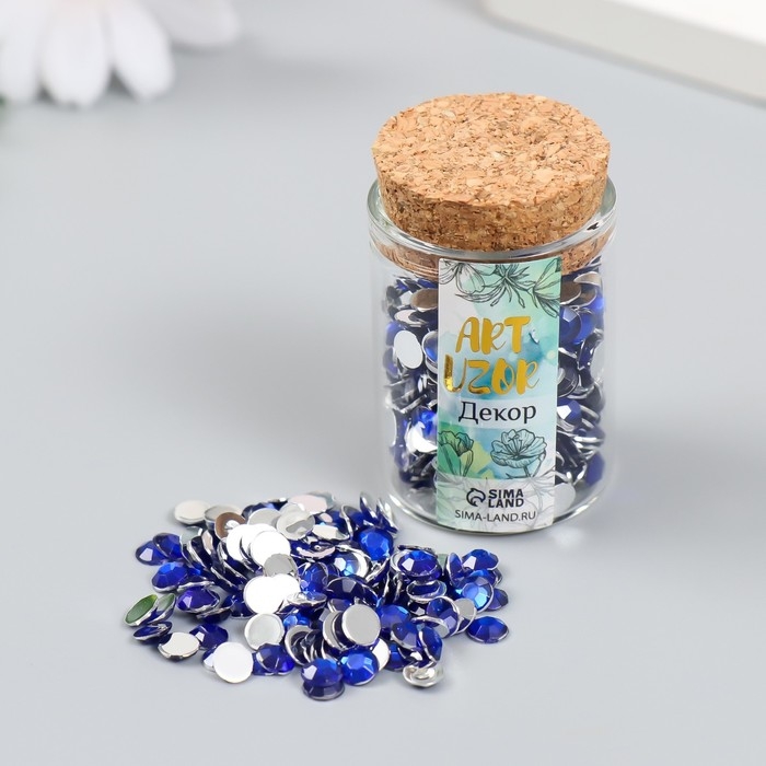 Декор для творчества в бутылочке Декор для творчества в бутылочке "Стразы. Ярко-синий" набор 500 шт d=0,5 см 7х2х2 см