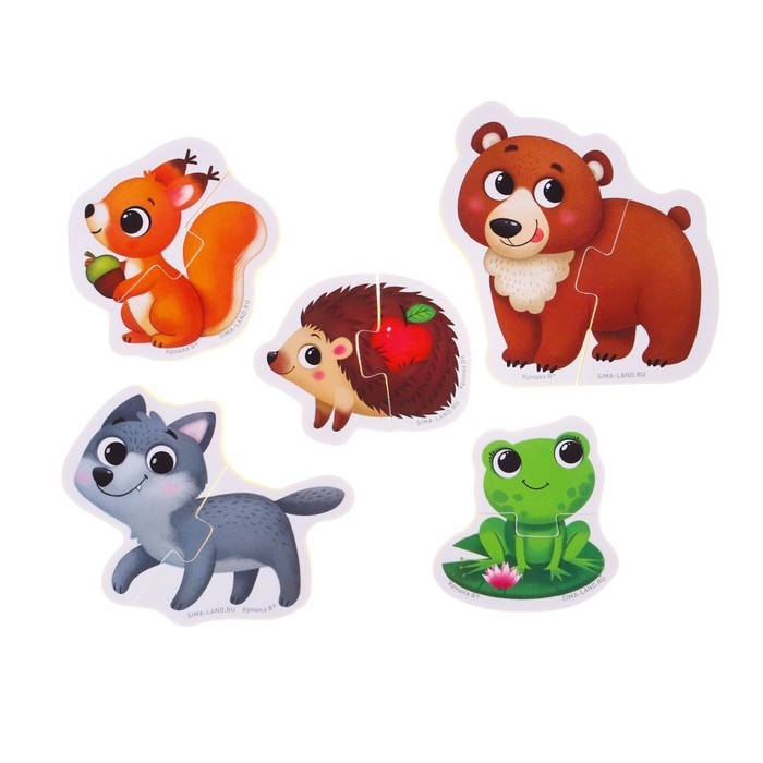 Мягкий пазл для малышей «Лесные зверята», 5 пазлов, Крошка Я Мягкий пазл для малышей «Лесные зверята», 5 пазлов, Крошка Я