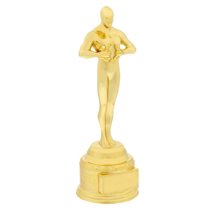 Наградная фигура мужская, «Оскар», золото, 18 х 6 х 6 см. Наградная фигура мужская, «Оскар», золото, 18 х 6 х 6 см.