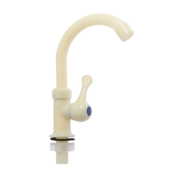 Кран на одну воду ZEIN Z2020, плоская ручка, пластик, R-образный излив, цвет  Кран на одну воду ZEIN Z2020, плоская ручка, пластик, R-образный излив, цвет "рисовый"