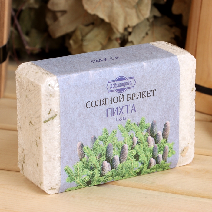 Соляной брикет  Соляной брикет "Пихта" с алтайскими травами, 1,35 кг "Добропаровъ"