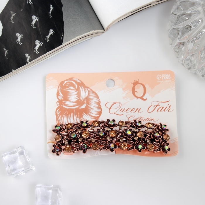 Заколка-автомат Заколка-автомат "Сессилия" прямой, 9 см, красное золото